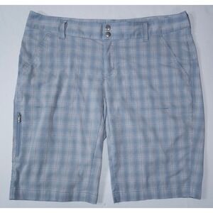 Columbia Omni-Wick Plaid Hiking Shorts Blue Grey Pink Womens Size 14 AL8673